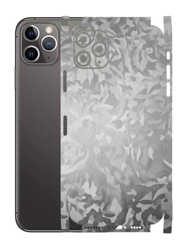 Image of AtOdds - Full Body Back Screen Guard Protector Film - 3D Textured Lamination Wrap Skin Sticker for iPhone 11 Pro Max | Scratchproof Matte Finish (Design - Silver Camo)