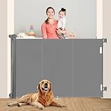Miumoon 71 inch Retractable Baby Gates 48 inch Tall, Retractable Gate with Reinforced Strip Design to Prevent Crawling Through, 6 FT Retractable Dog Gate for Stairs, Doorways, Hallways