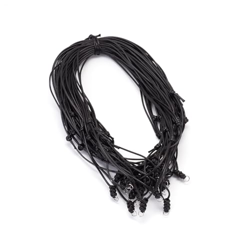 Beadthoven 30pcs Rope Necklace Cord Adjustable Double Knotted Necklaces String 1.5mm Rope Chain Choker with Metal Ring for Hanging Pendants Jewelry Making Black Cord Necklace for Men Women