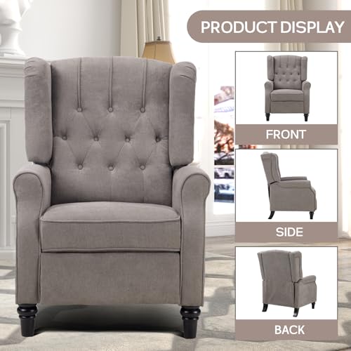 Sillón push back reclinable gris con decoración de remaches miniatura 6