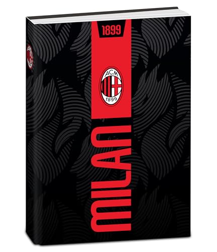 Seven Diario Scuola Milan Standard 12 Mesi, Rosso Nero, Copertina Nera,Prodotto Ufficiale, Accessori Zaino, Ragazzo