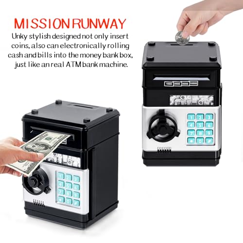 Image of Refasy Piggy Bank Cash Coin Can ATM Bank Electronic Coin Money Bank for Kids Age 3-12, Money Savings Box Mini ATM Coin Bank Toys Gifts for 3 4 5 6 7 8 9 10 11 12 Year Old Boys Girls