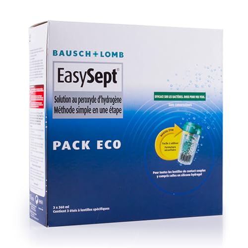 EasySept Produit Lentilles de Contact Souple au Peroxyde d’Hydrogène, Système Tout En Un pour Désinfection, Produit Lentille et Étui avec Disque...