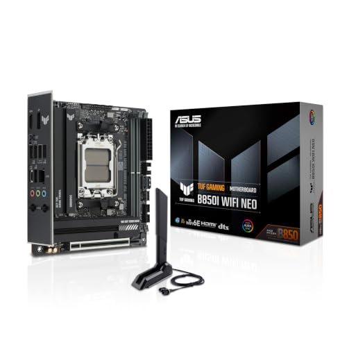 Image of ASUS TUF Gaming B850I WiFi NEO AM5 Mini ITX Motherboard, DDR5, DIMM Fit, WiFi 6E, 2.5Gb LAN, PCIe 5.0, 2X M.2, 2X USB-C, AI Cooling II, Pre-Mounted I /O Shield, SFF PC