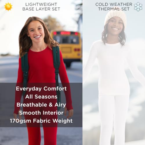 Image of Cuddl Duds Heavyweight 2 Piece Sets Base Layer Thermal Underwear for Girls | Winter Clothing, Fleece Lined Long Sleeve Top & Leggings, Soft Lounge Set for Cold Weather, Moisture Wicking Heat Retention