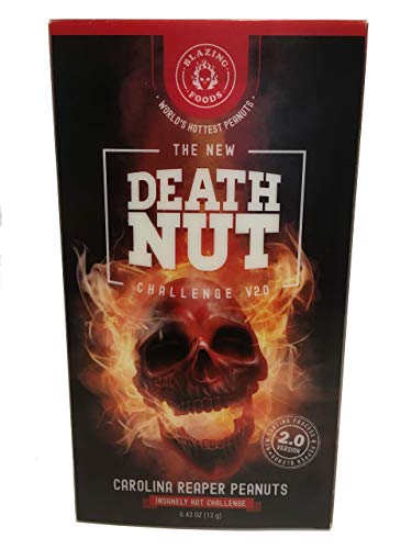 The Death Nut Challenge Version 2.0 Carolina Reaper Peanuts new and improved with better flavor, crunch, pepper blends including Ghost Pepper, Moruga Scorpion makes the perfect gift