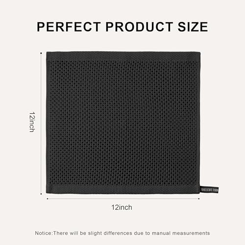 Image of 100% Cotton Kitchen Dish Cloths, 8-Pack Waffle Weave Ultra Soft Absorbent Dish Towels Washcloths Quick Drying Dish Rags, 12x12 Inches, Black