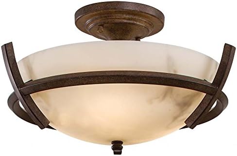 Minka Lavery 687-14, Calavera Round Semi Flush Ceiling Lighting, 3 Light, 120 Total Watts, Nutmeg