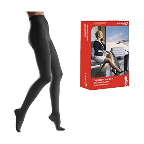 Lauma Medical 23-32 mmHg Compression Tights for Women Class 2 Closed Toe, Varicose Veins, Often Swelling in Legs, Pain in Calves and Feet (Long, M-Size, Black) Cover