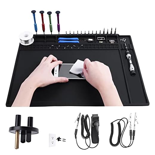 Anti Static Mat ESD Safe for Electronics Includes ESD Wristband and Grounding Wire & Grounding Plug, HPFIX ESD Building Mat for Computer, iPhone, Camera, Laptop Repair