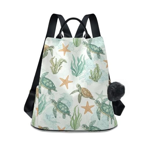 Sac à dos femme imprimé tortues de mer | Sac à bandoulière polyvalent antivol