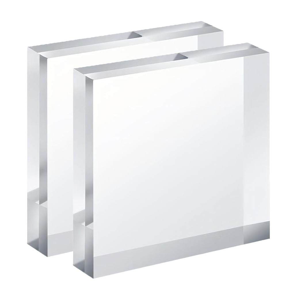 DFDPAXL 2 Pcs High Transparency Acrylic Block 80×80×10Mm-80×80×40Mm, Acrylic Square Cube Suitable for Showcase Holder Base,80×80×15mm