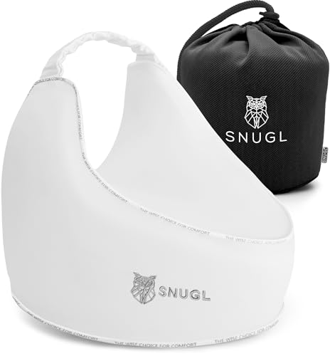 SNUGL Knee Pillow for Sleeping on Side – Cooling Pillow Memory Foam | Knee Support for Women & Men | Sciatica & Leg Support Cushion with Secure Straps (White)