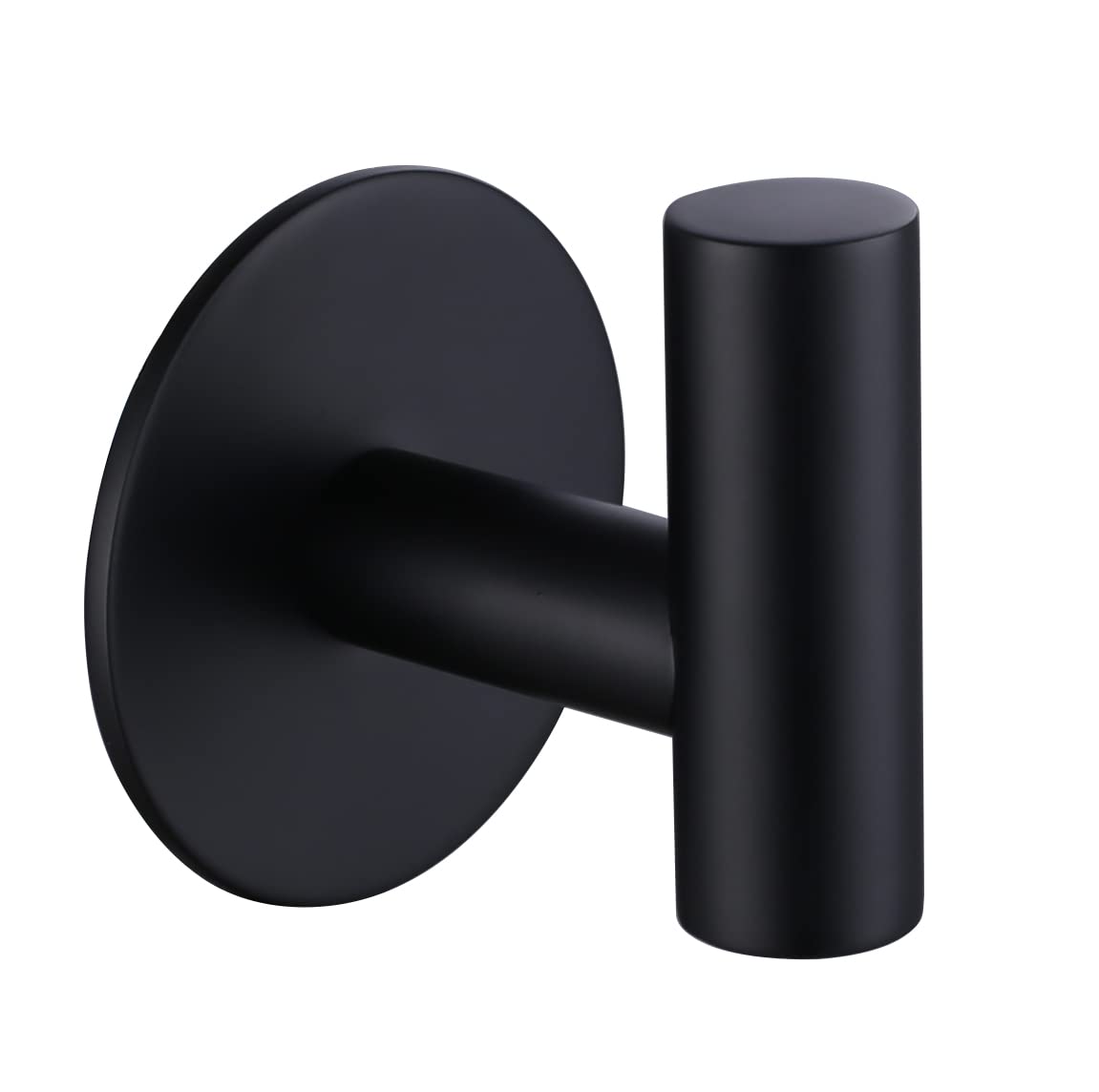 ZWTNBFST Adhesive Hooks 304 Stainless Steel Robe Hook Holder Heavy Coat Hook for Bathroom Kitchen Livingroom Garage Hotel Brushed Finish 2pcs (Matte Black)