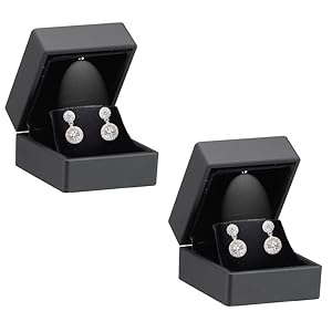 Allure – 2 Pack, Luxury Earring Boxes With LED Light, Square Shaped Elegant Diamond Earring Case, For Unique Proposal…