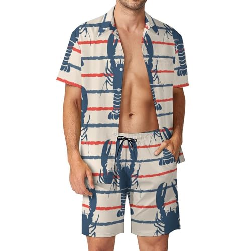 Chemise Hawaïenne Homme Ensemble Short Pantalon Plage Été Vêtement Léger de Vacances Taille S