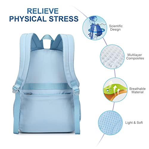 Caran·Y 8356 Kids Backpack Girls And Boys Classic School Backpack Light Weight Two Size Multi-Pocket Aqua-Blue Suitable thumb #3