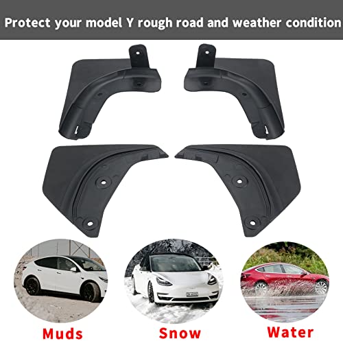 Jawjut Mud Flaps, Compatible With Tesla Model Y,Splash Guard Accessories, No Drilling Required, Black #TOP6