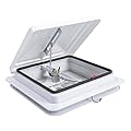 AA Ignition RV Roof Vent with 12V Fan - Fits Camper Trailer Vans, Motorhome, 5th Wheel - 14" x 14" Universal White Lid Roof Vent with 6 Blades - White Lid Inner Translucent Garnish Ring