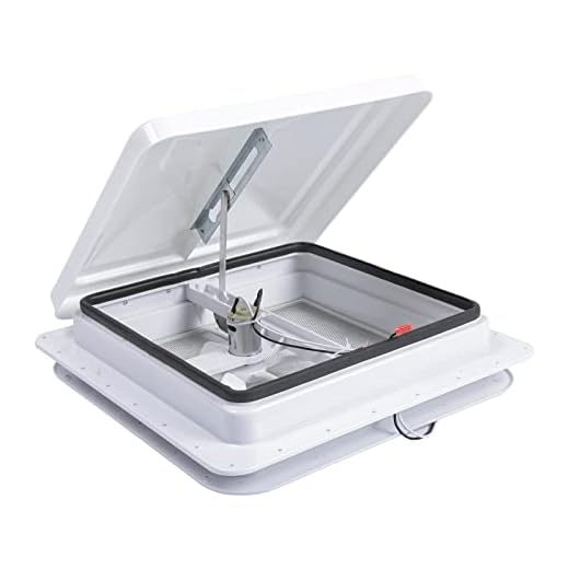 AA Ignition RV Roof Vent with 12V Fan - Fits Camper Trailer Vans, Motorhome, 5th Wheel - 14" x 14" Universal White Lid Roof Vent with 6 Blades - White Lid Inner Translucent Garnish Ring