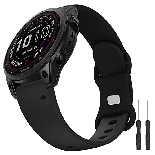 Fenix 5 Bracelet Silicone, 22mm Bande Sport Bracelet pour Fenix 7 Solar/Fenix 7 Sapphire Solar/Fenix 6/Fenix 6 Pro/Fenix 5/Fenix 5 Plus/Forerunner 935/945/Instinct/Approach S60/S62/Quatix 5/6 Cover