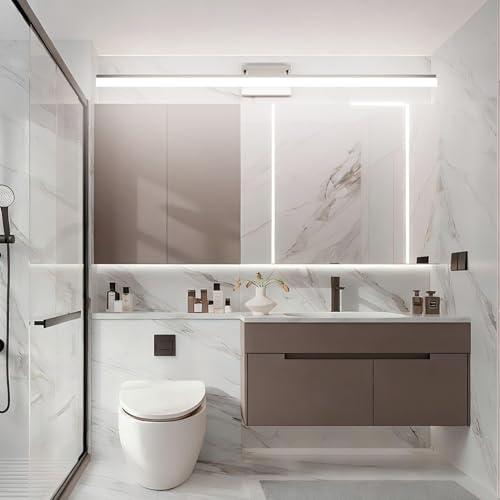 Image of Aipsun 48inch Brushed Nickel Bathroom Llight Fixtures LED Vanity Light Adjustable Modern Vanity Lights Over Mirror Rotatable Lighting 5500K