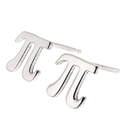 Pi Symbol Math Stud Earrings Polished Sterling Silver Handmade in USA