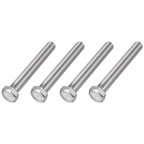 Image of METALLIXITY Hex Head Bolts (1 /2-13 x 4) 4Pcs, 304 Stainless Steel 18-8, Fully Threaded, External Hex Drive, Plain Finish, Hex Head Screw Bolt, Silver