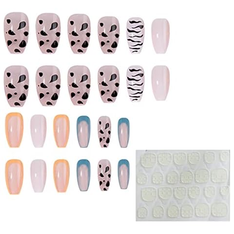 24 Pcs False Nails Creative Pattern Fake Nails Reusable Full Cover Nail Art for Women and Girls Taking Pictures Cover