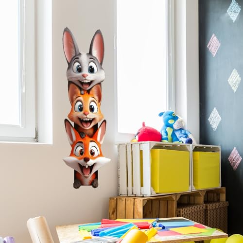 Vinilos decorativos 3D animales tiernos para pared miniatura 4