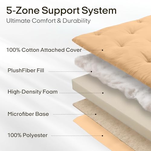 Image of ZonLi Japanese Floor Futon Mattress Twin Size 75 inchx 39 inch, 100% Cotton Cover 2.5 inch Thicken Tatami Mattress, Foldable Sleeping Pad, Portable Dormitory Tatami Mat, Roll Up Floor Lounger Bed for Adult