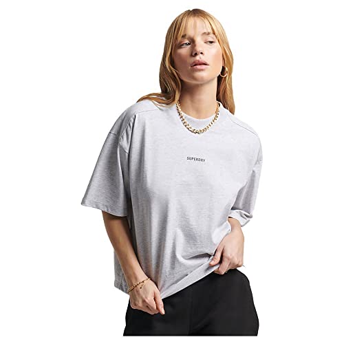 Photo 1 of Superdry Womens Code Tech Oversized Boxy T-Shirt, Oversized Fit - 6 Cadet Grey Marl