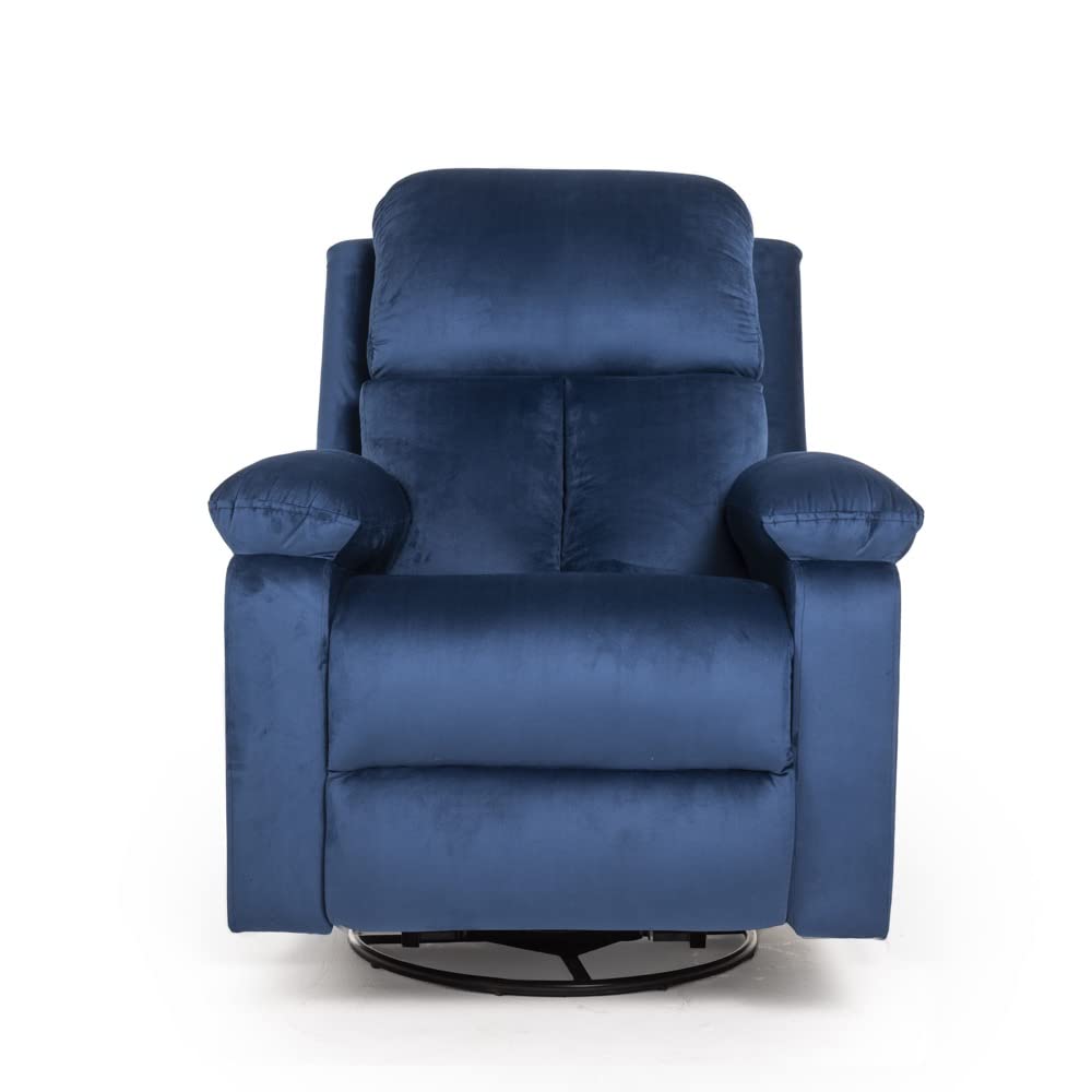 Wakefit Recliner | 3 Years Warranty | Velvet Fabric Rocking & Revolving Recliner Sofa 1 Seater | Recliner Chair | Stargazer - Blue