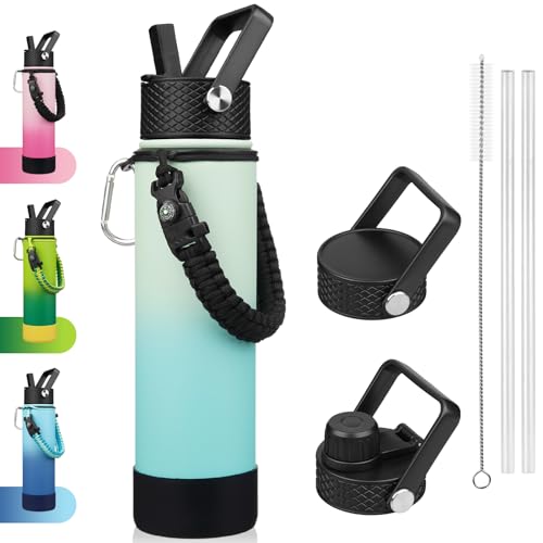 Image of BJPKPK 27oz Insulated Water Bottle with 3 Lids, Straw Lid & Handle