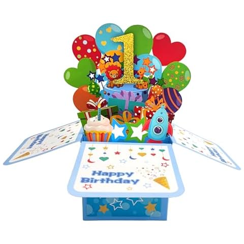 ZYOOO 3D Happy 1st Birthday Card Cover