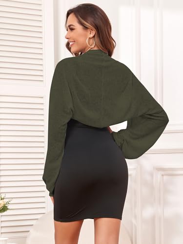 Image of ZAFUL Women's Sheer Shrug Y2K Long Sleeve Cardigans 2026 Irregular Tie Front Bolera