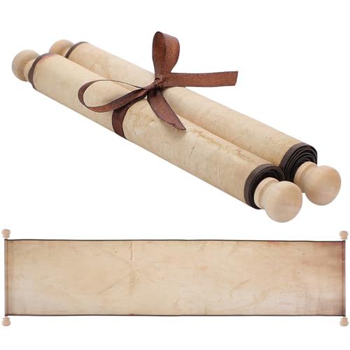 Epakh 1 Roll Blank Paper Scrolls 9 x 72 Inches Scroll Paper Wrapped on Wood Rod for Writing, Drawing, Calligraphy, Wedding Vows, Invitation, Renaissance Festivals