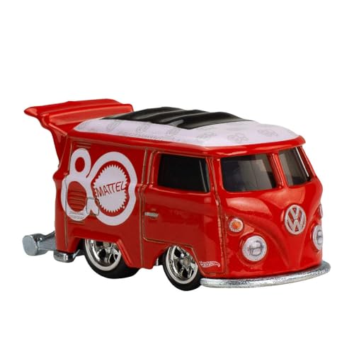 Image of Hot Wheels Toy Van, Premium Mattel 80th Volkswagen Kool Kombi, 1:64 Scale Collectible Vehicle, Real Riders Tires, Metal /Metal Body & Chassis