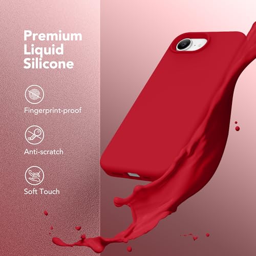 Image of Magnetic for iPhone 17e /iPhone 16e Case, Compatible with MagSafe, [Soft Anti-Scratch Microfiber Lining] Slim Silicone Shockproof Protective Phone Case for iPhone 17e /16e 6.1 inch, Deep Red