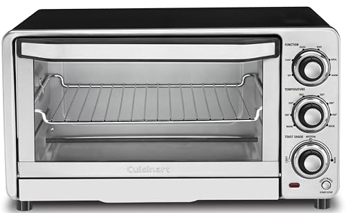 Cuisinart Custom Classic Toaster Oven Broiler, 1800 Watt Countertop Toaster Oven to Bake, Broil, and Toast, Non-Stick Interior, Consistent Toast Control, Brushed Stainless Steel/Black, TOB-40N by Cuisinart - Used condition - US$81.11