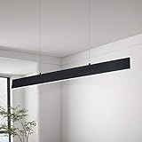 SUNMOO Linear Led Chandelier Modern Led Pendant Light 1 Ring Integrated Led Linear Hanging Light Fixture for Office Kitchen Island Bar Dining Room 30W 6000K Not-dimmable 41.34' LX47 H (Black)