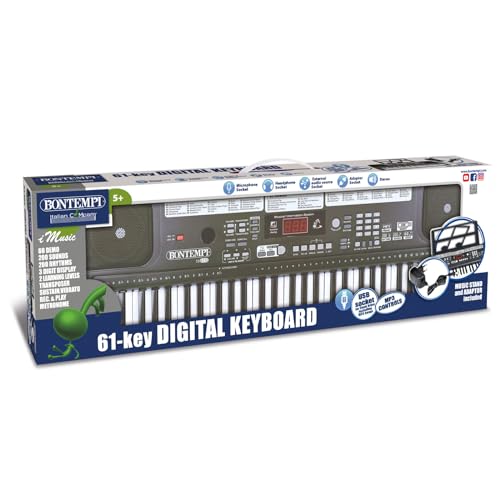 Bontempi 6110-Clavier numérique 61 Touches Moyennes DO, 16 6110, Noir, 70 x 23 x 7 cm - Les Beatles, Paul McCartney, John Lennon, RIngo Starr, George Harrison Bontempi 6110-Clavier numérique 61 Touches Moyennes DO, 16 6110, Noir, 70 x 23 x 7 cm – Image 5