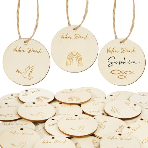 BOFUNX 30 Stücke Vielen Dank Holzanhänger