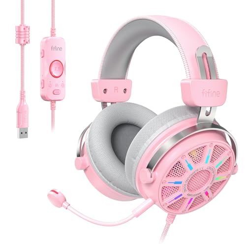FIFINE USB Gaming Headset with Open Back Design, 7.1 Virtual