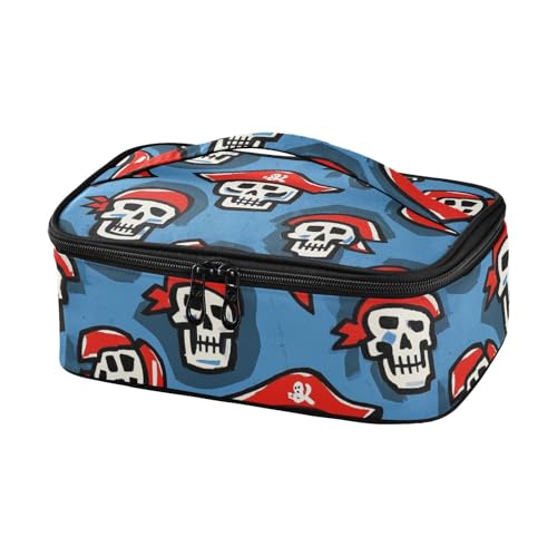 Cartoon White Pirate Skull Womens Lunch Bags Lunch Cooler Mens Lunch Boxes Mini Lunchbox Grande Capacità
