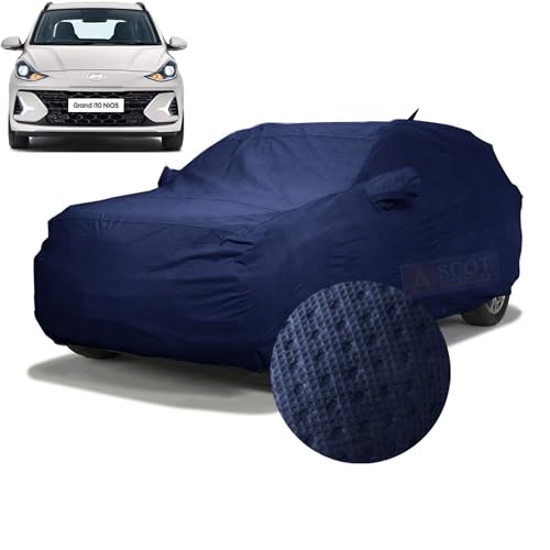Image of ASCOT, CAR COVER for Hyundai Grand i10 Nios Car Body Cover Waterproof 3 Layers Custom-Fit All Weather for Indoor & Outdoor Use (NIOS ASTA, TIEBOND Blue)