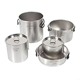 Juego de utensilios de cocina de camping de acero inoxidable 304 con asas plegables, apto para lavavajillas