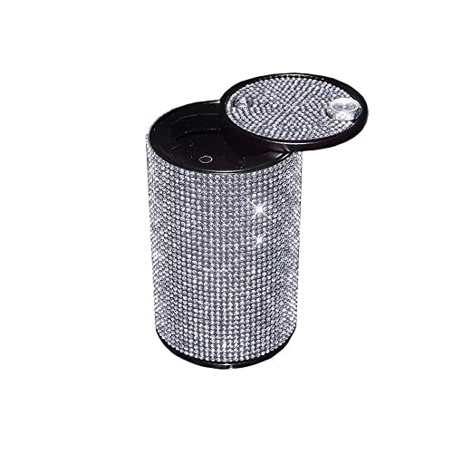 Image of Diamond Car Ashtray Hot-drilling Ash Tray For Car Bling Diamond Cigarette Holder With Lid Car Accessories Gifts For Women Car Home Office Decor