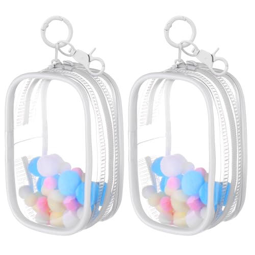 Mity rain 2 peças de bolsa transparente para exibição de figuras com chaveiro para Sonny Baby, estojo de exibição de caixa cega, ótimo estojo de transporte para colecionadores de mini figuras/bonecas