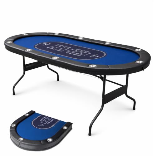 Image of Hyner Foldable Poker Table 7FT, Padded Rail & Deep Cup Holders, Steel Frame